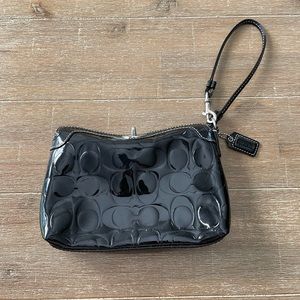 Coach Black Patent Leather Top Lock Wristlet Bag